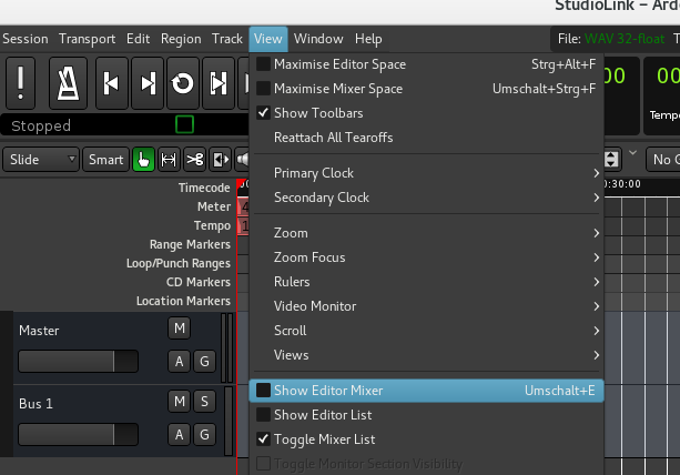 Ardour Editor Mixer